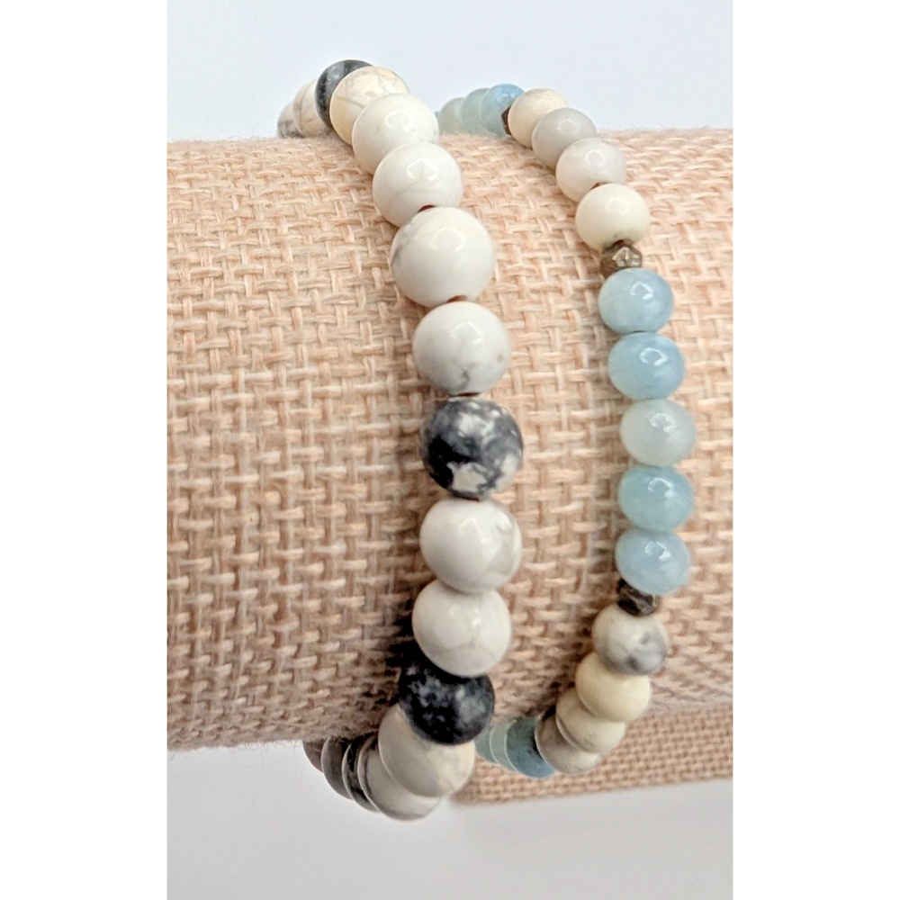 Lotus and Luna bracelet Beaded Set Of Two Wrap Adjustable